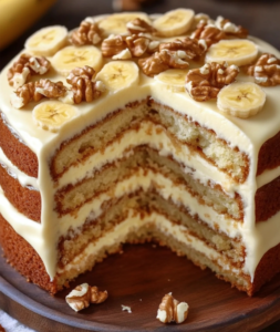 Banana Walnut Cream Cake