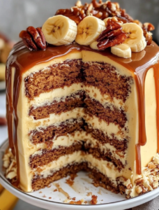Banana Caramel Pecan Layer Cake