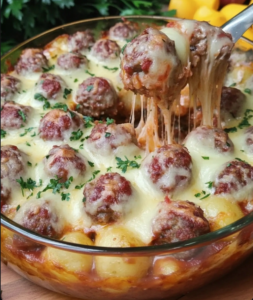 Cheesy Meatball & Potato Bake