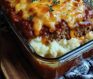 “Cheesy Meatloaf and Mashed Potato Casserole
