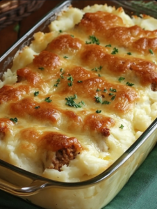 “Cheesy Meatloaf and Mashed Potato Casserole