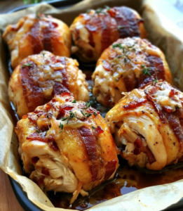 Baked Chicken and Bacon Rolls