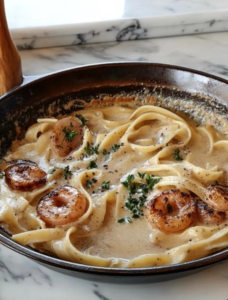 Fettuccine Alfredo aux Crevettes