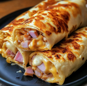 Air Fryer Hot Chicken, Ham, and Cheese Wraps!