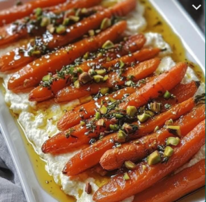🥕Roasted Carrots with Whipped Ricotta and Hot Honey