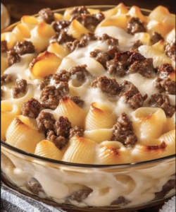 Try this recipe!! Rich and Comforting Creamy Beef Shells Casserole