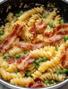 Easy Bacon and Pea Pasta