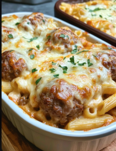 Cheesy Meatball Pasta Bake