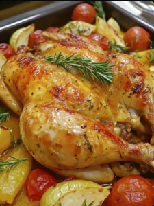 Golden Roasted Chicken with Seasonal Vegetables