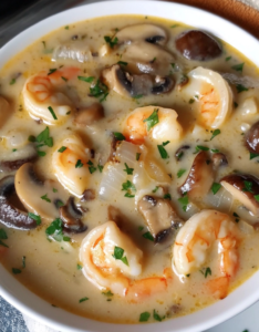 Creamy Seafood and Mushroom Chowder