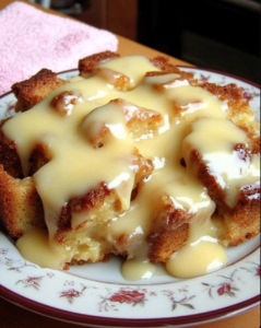 Fashioned Bread Pudding with Vanilla Sauce
