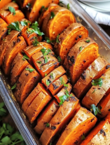 One Pan Hasselback Sweet Potatoe