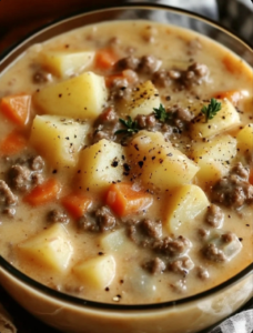Crockpot Creamy Potato & Hamburger Soup