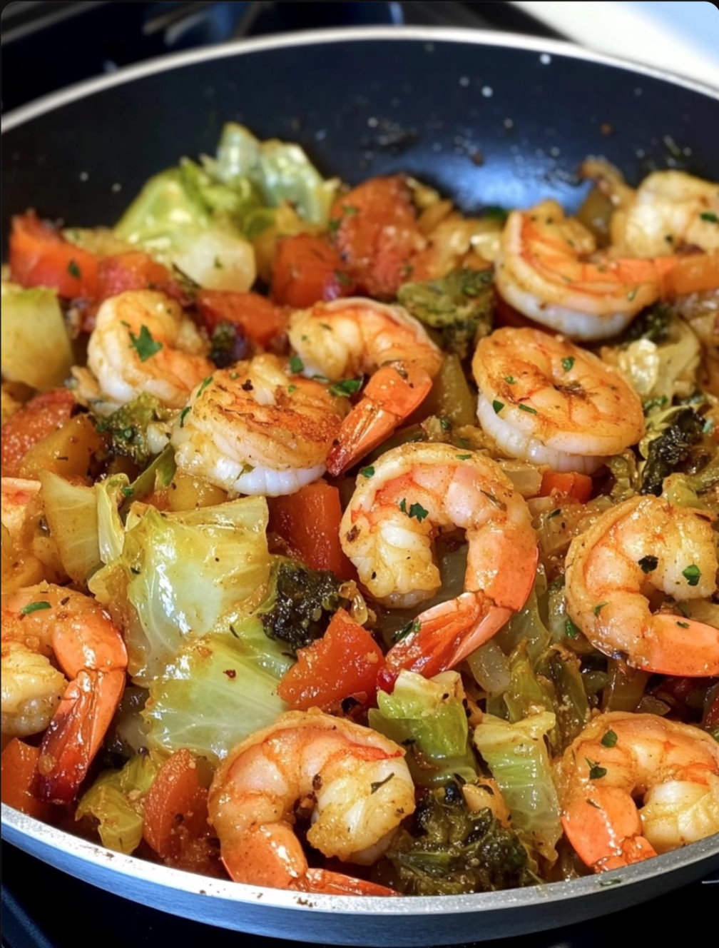 Fried Cabbage with Shrimp,