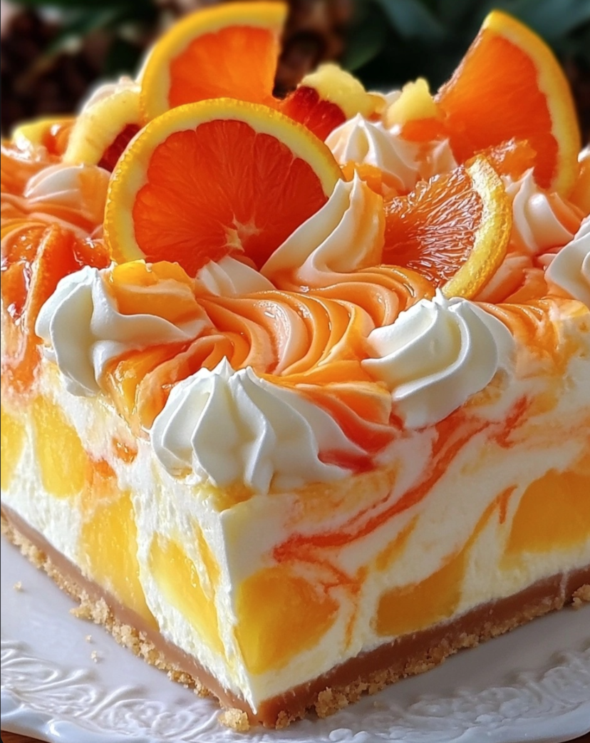 No Bake Orange Pineapple Swirl Cheesecake recipe