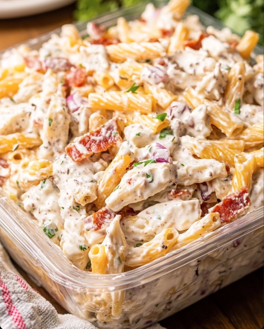 Chicken bacon ranch pasta salad