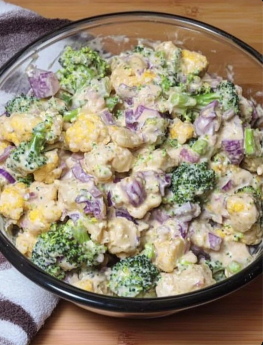 Creamy Broccoli Cauliflower Salad π₯¦πΈπ₯.
