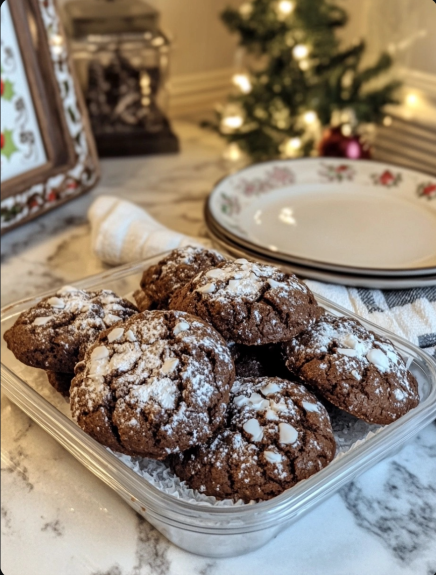 Peppermint Chocolate Crinkle Cookies