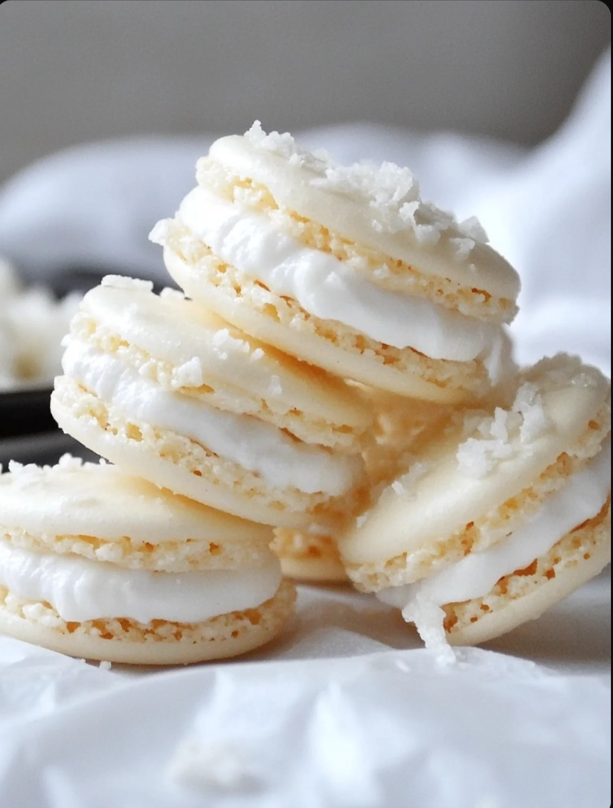Coconut Cream Macarons,