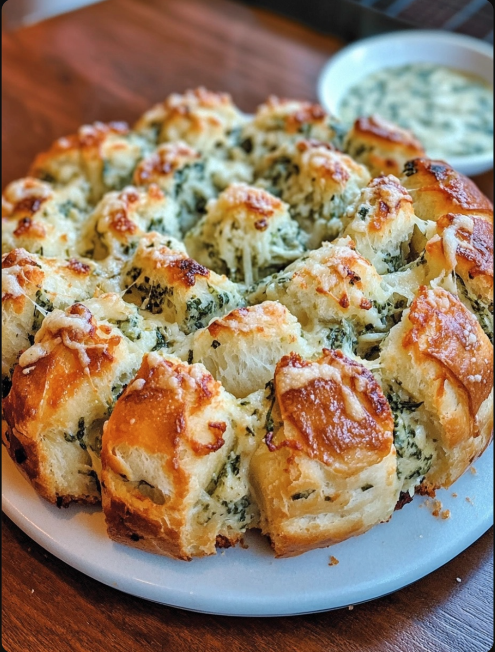 Garlic Parmesan Pull-Apart Bread with Spinach Dip