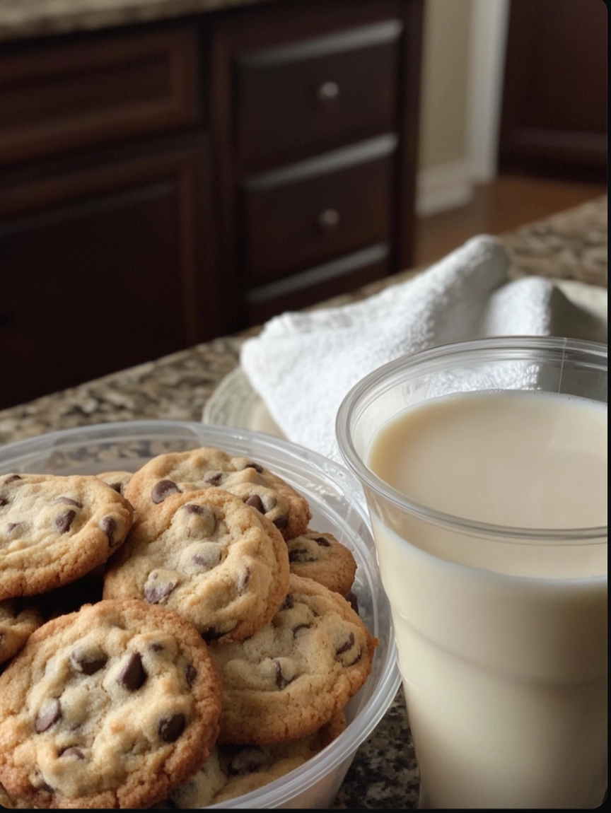 Chocolate chip cookies and milk