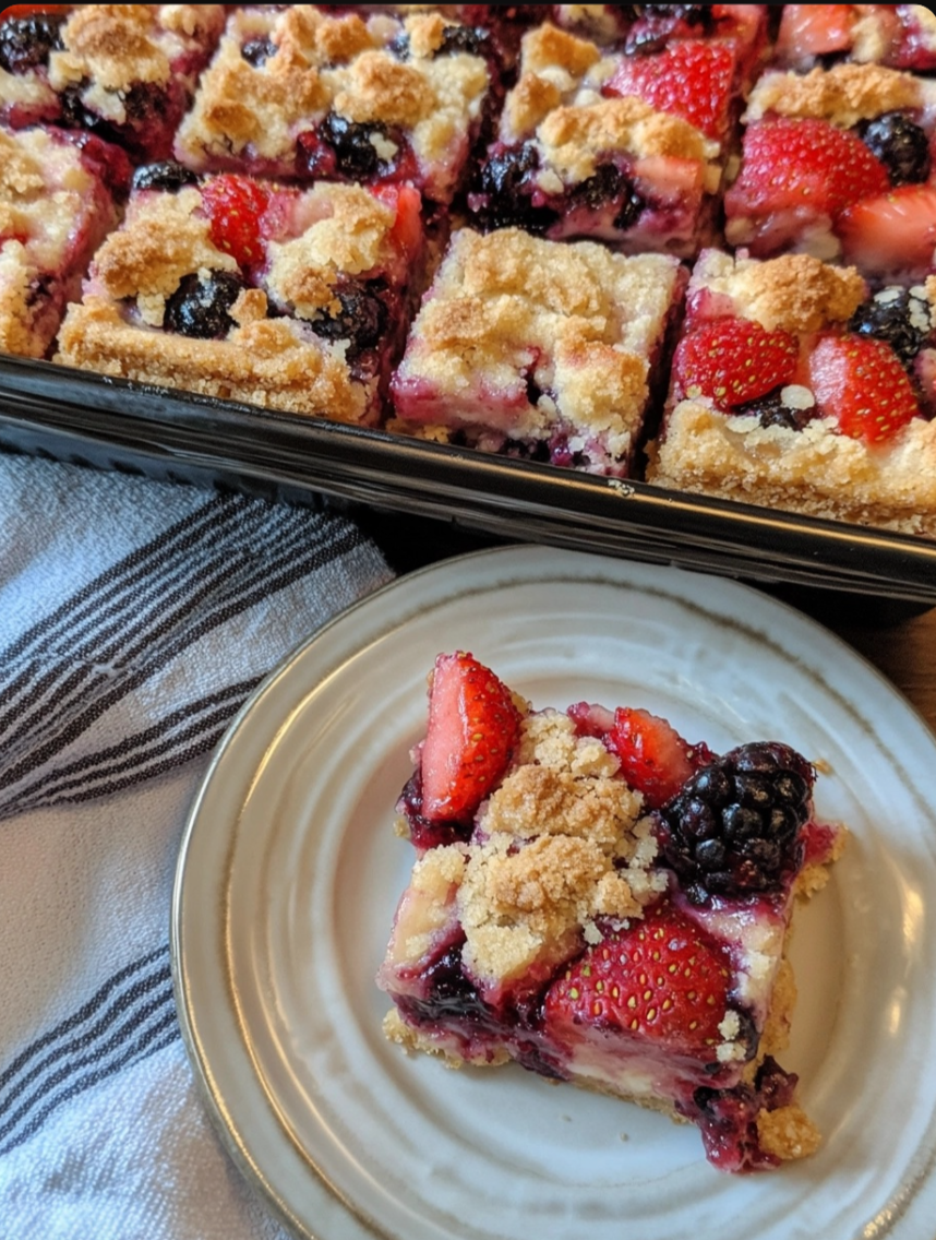 Strawberry/Raspberry/Blueberry Cheesecake Crumble Bars