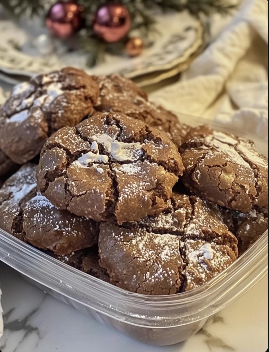 Peppermint Chocolate Crinkle Cookies