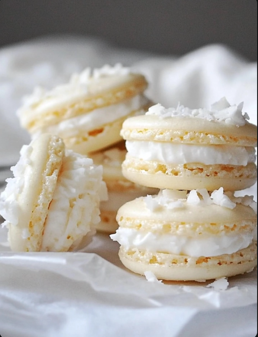 Coconut Cream Macarons,