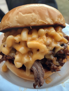 Mac and Cheese Pulled Pork Sandwich
