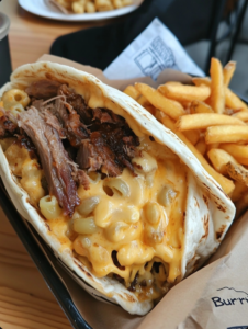 Brisket Mac n’ Cheese Fries BBQ Burrito