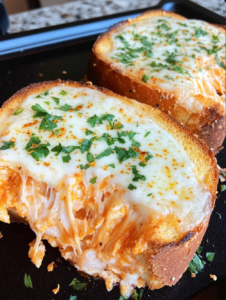 Buffalo Chicken Melt on Garlic Bread