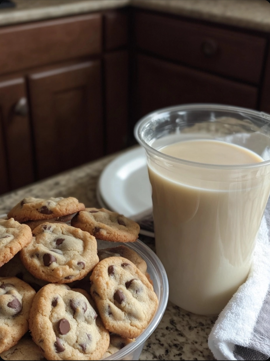 Chocolate chip cookies and milk