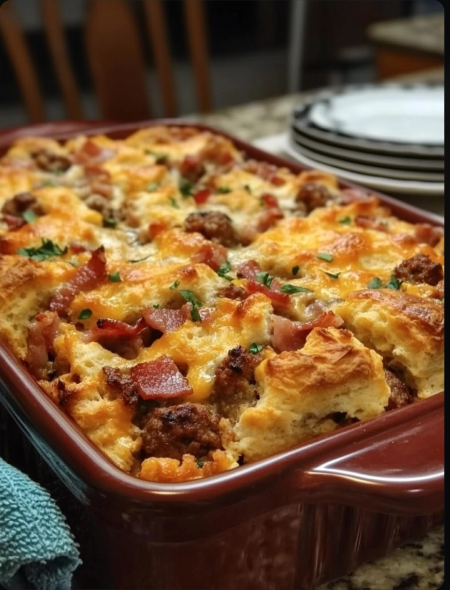 Breakfast Casserole - Biscuits Bacon Sausage