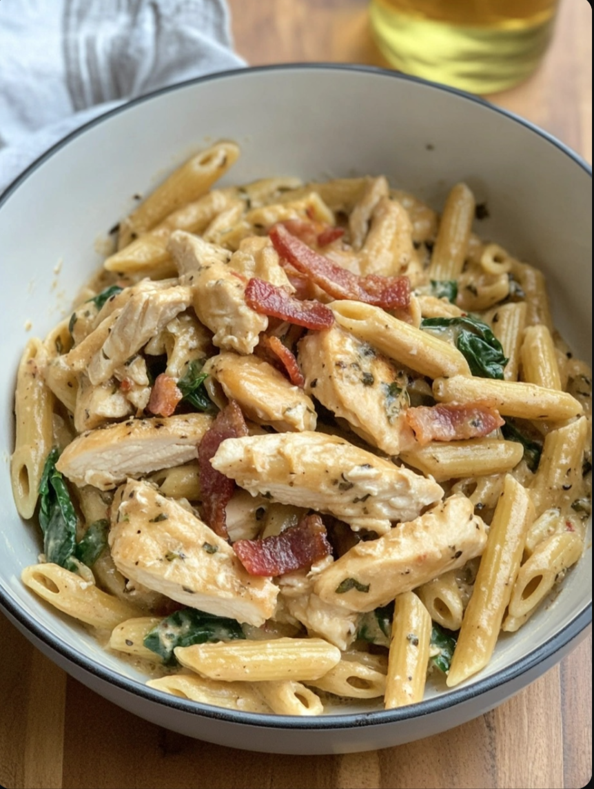 Chicken Bacon Spinach Pasta