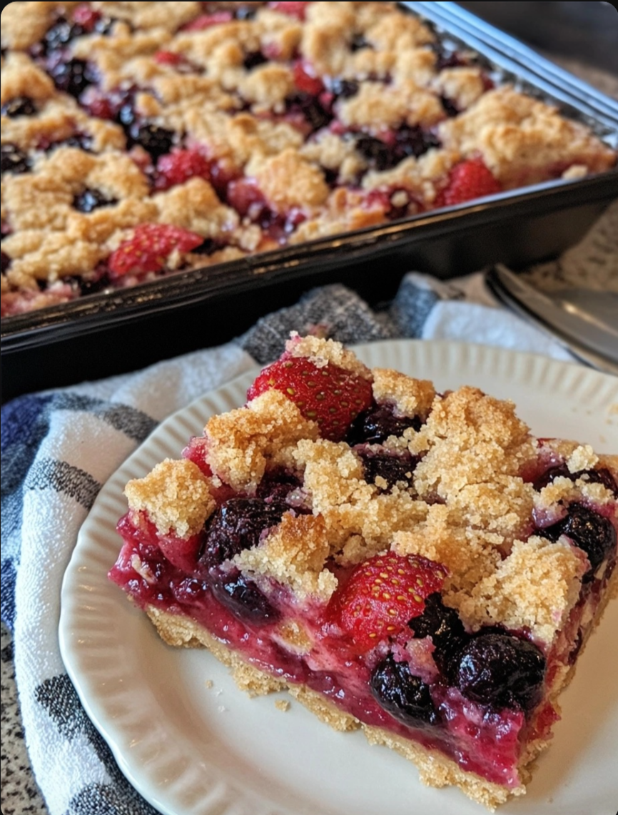 Strawberry/Raspberry/Blueberry Cheesecake Crumble Bars