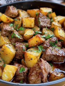 Garlic Butter Steak Bites and Roasted Potatoes