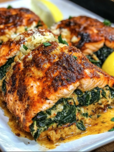 Blackened Salmon Stuffed with Spinach & Parmesan 🐟🧄🧀