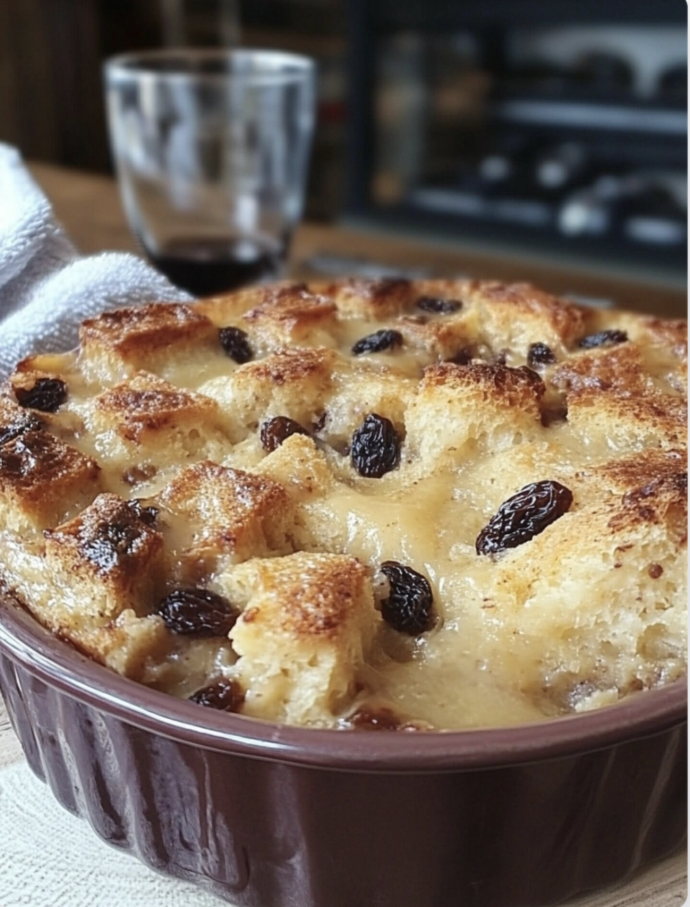 Old-Fashioned Bread Pudding with Raisins