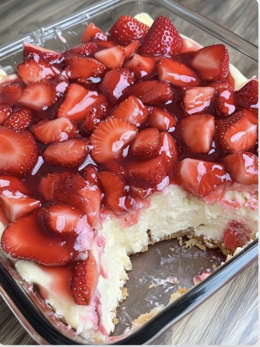 Strawberry Cheesecake Poke Cake