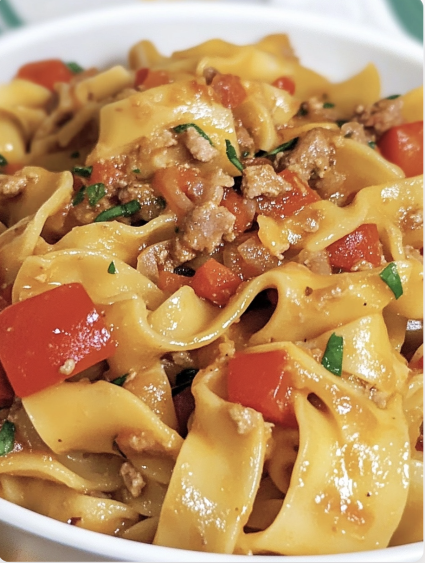 Homemade Italian drunken noodles