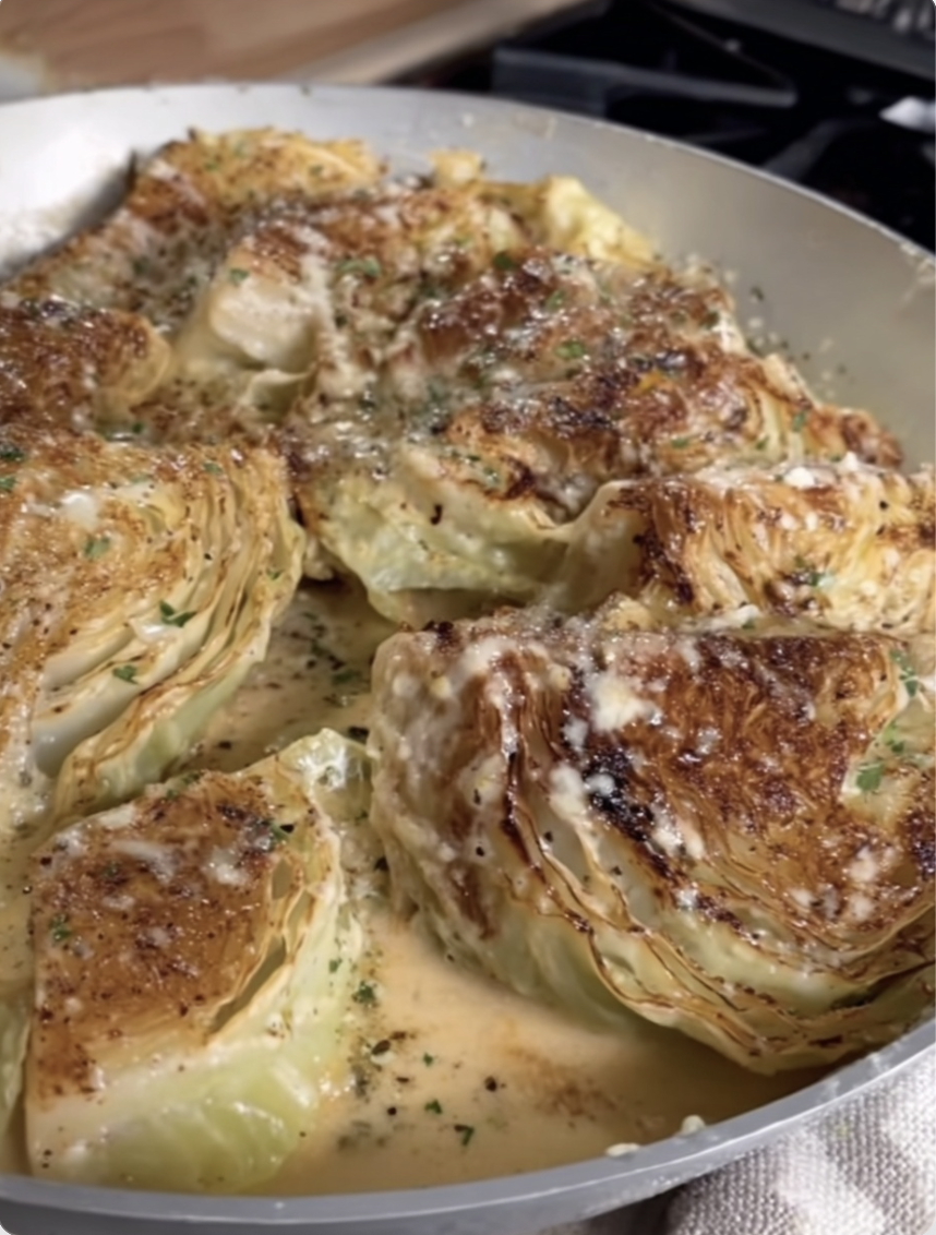 Garlic Parmesan Melting Cabbage