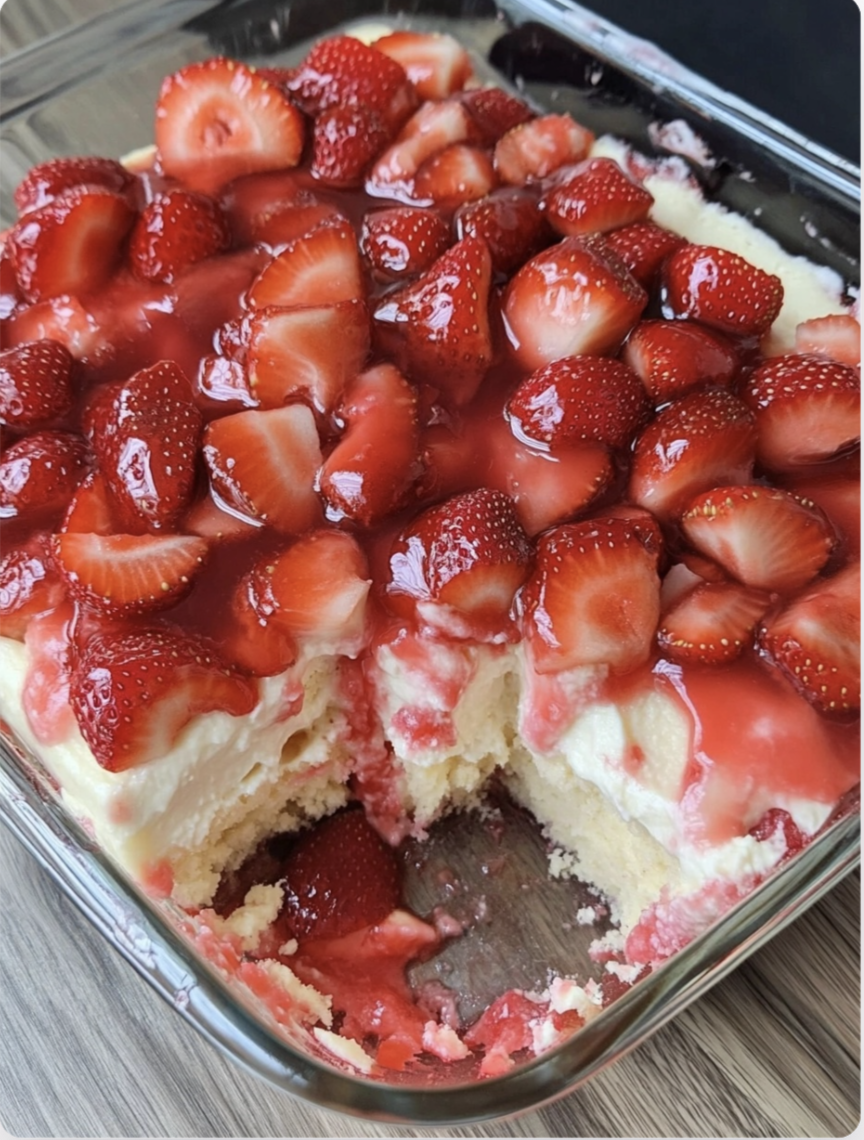 Strawberry Cheesecake Poke Cake