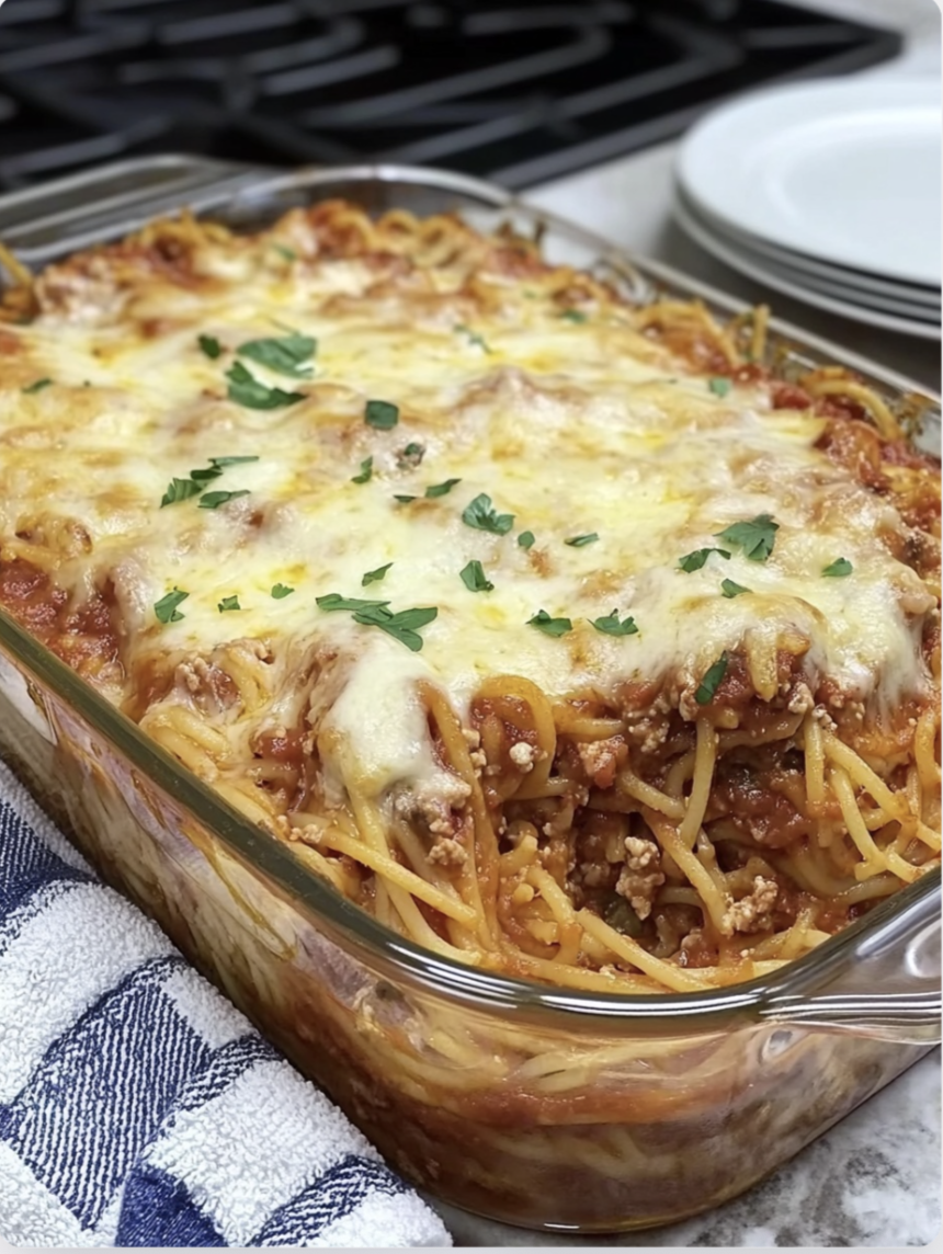 Baked Cream Cheese Spaghetti Casserole