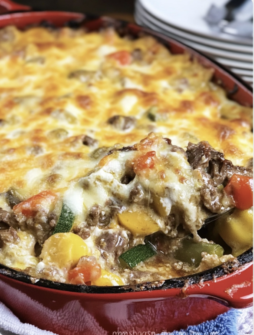 Cheesy Steak and Veggie Casserole