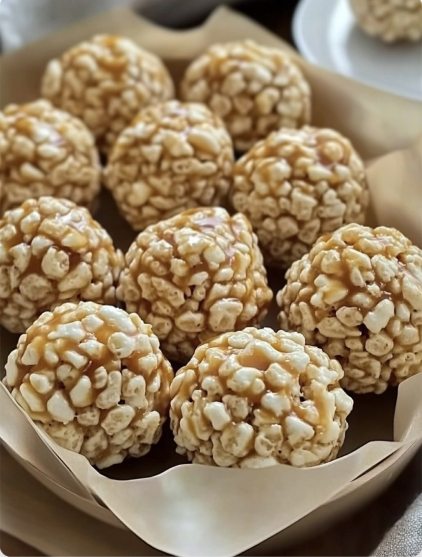 Caramel Marshmallow Rice Krispie Balls