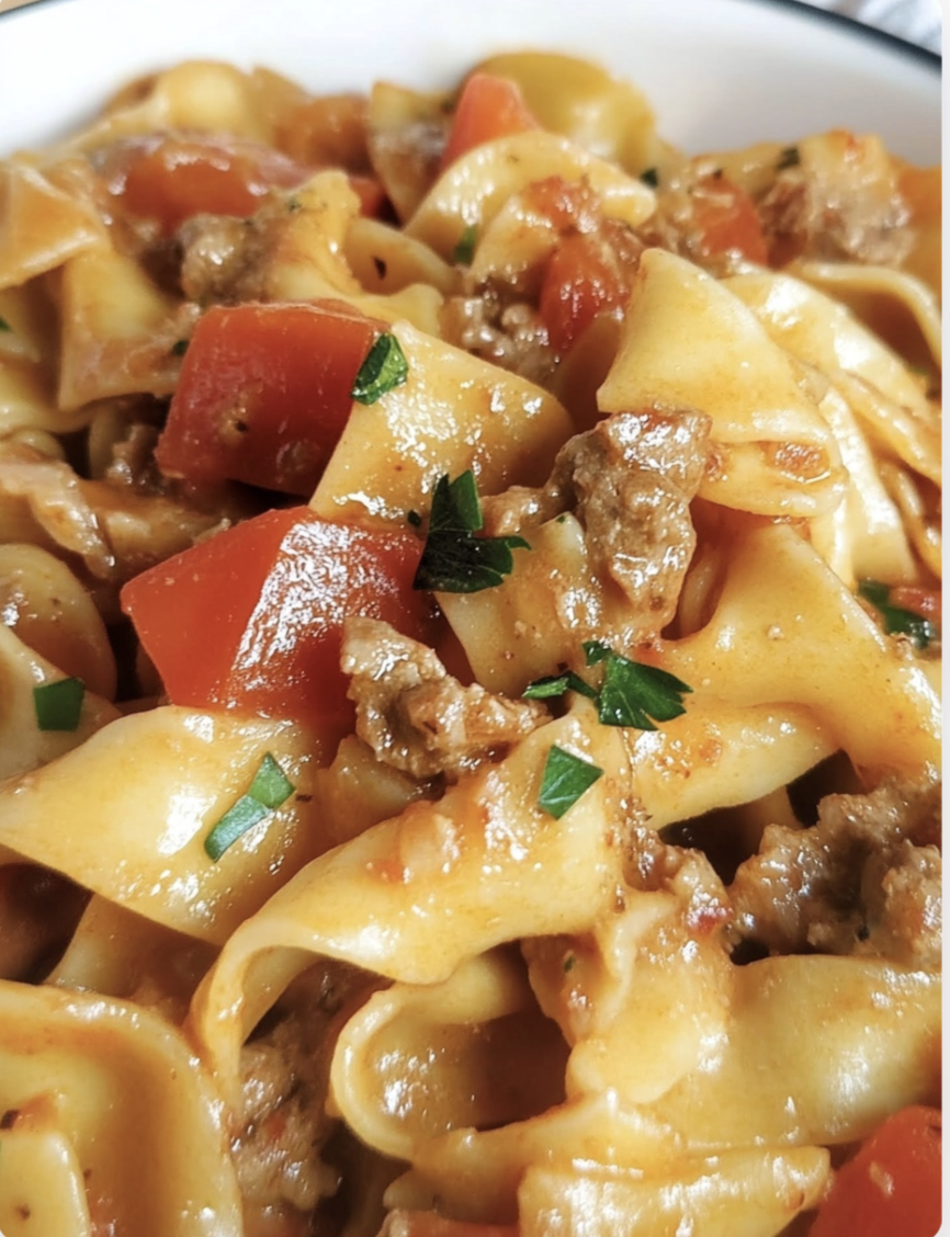 Homemade Italian drunken noodles