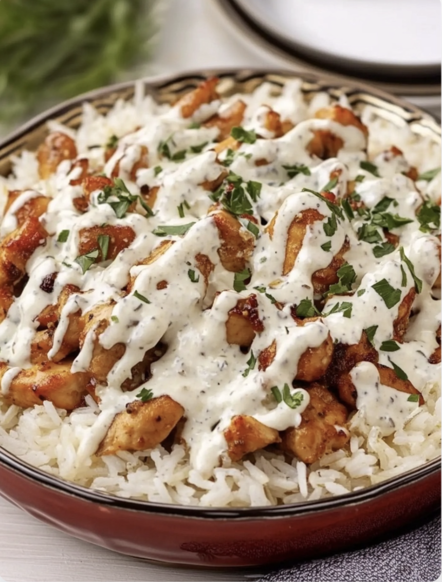 Garlic Rice with White Sauce Chicken