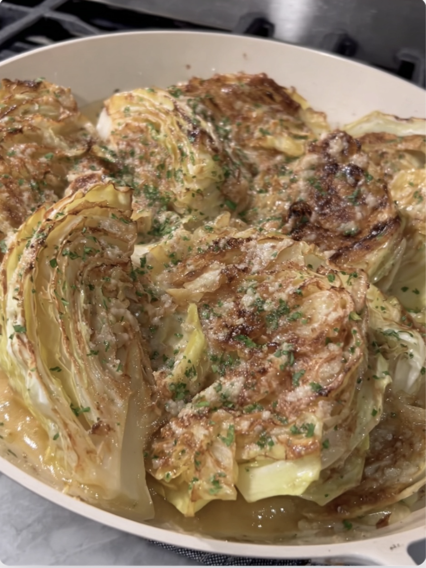 Garlic Parmesan Melting Cabbage