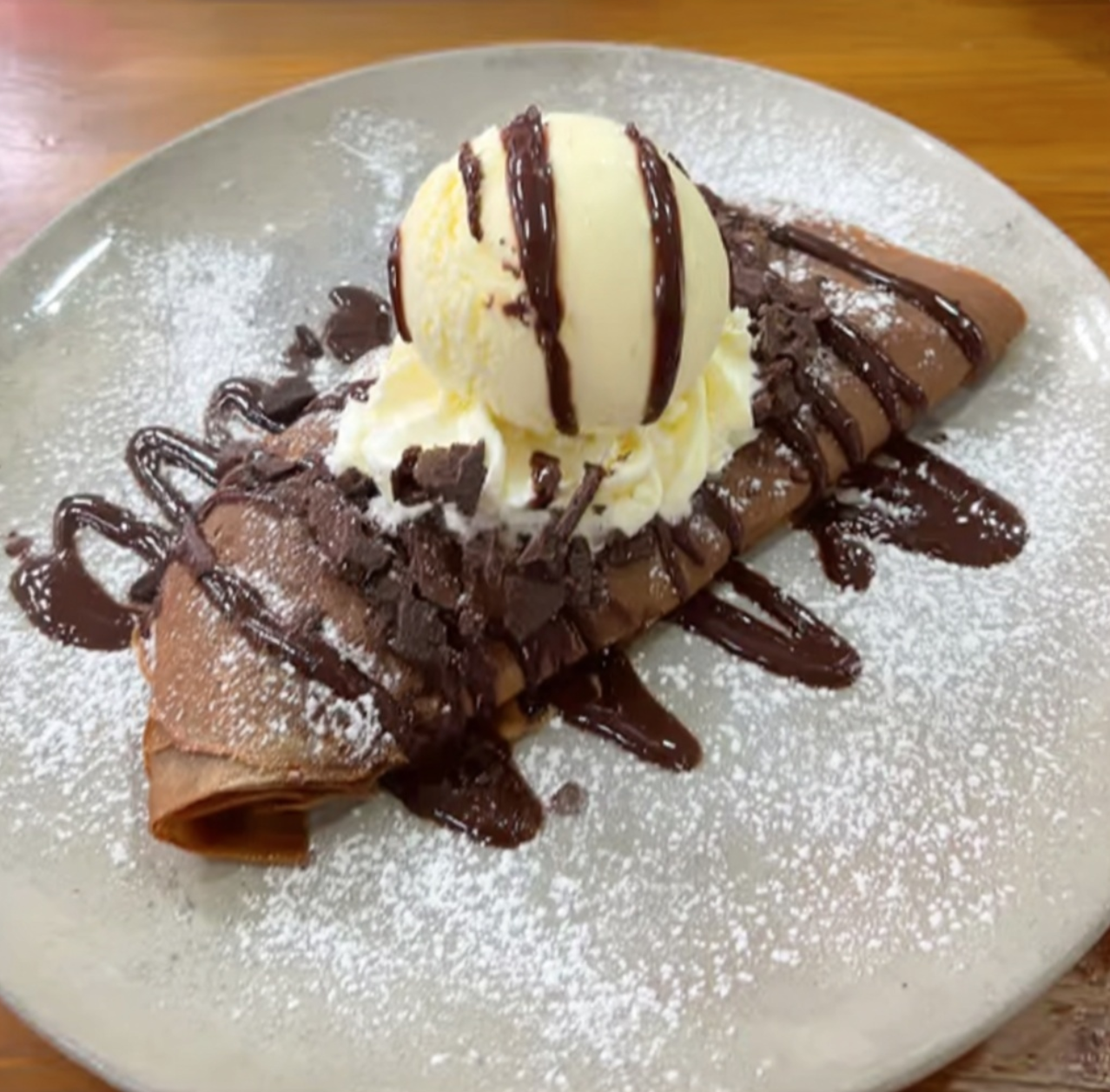 Chocolate Crepe with Ice Cream