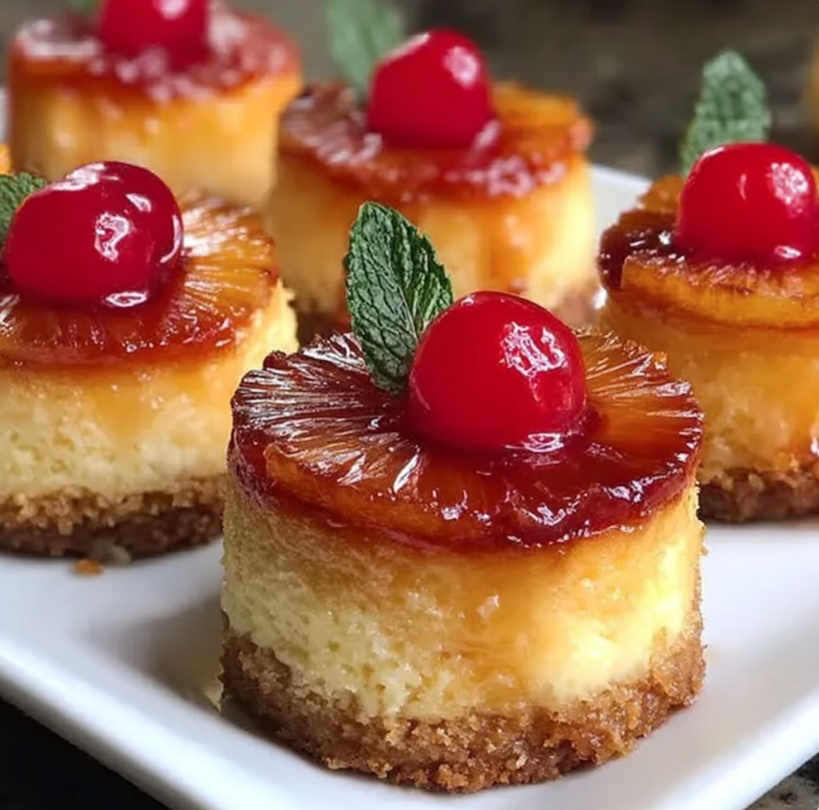 Mini Pineapple Upside Down Cheesecakes
